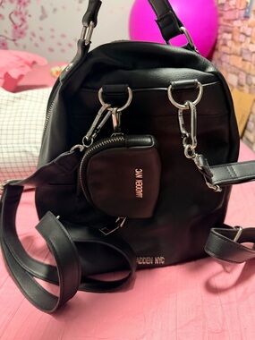 Madden NYC Black Mini Backpack with Coin Pouch
